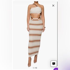 JLUX LABEL Isla Cutout Detail One-Shoulder Crochet Dress